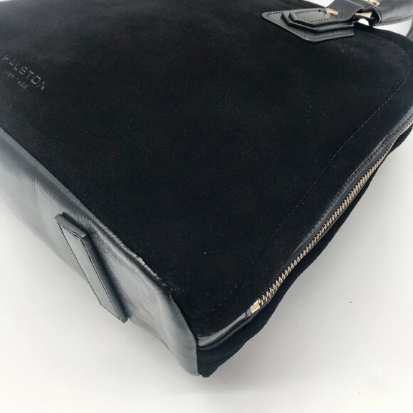 Halston Heritage Black Suede Convertible Satchel - Picture 6 of 12